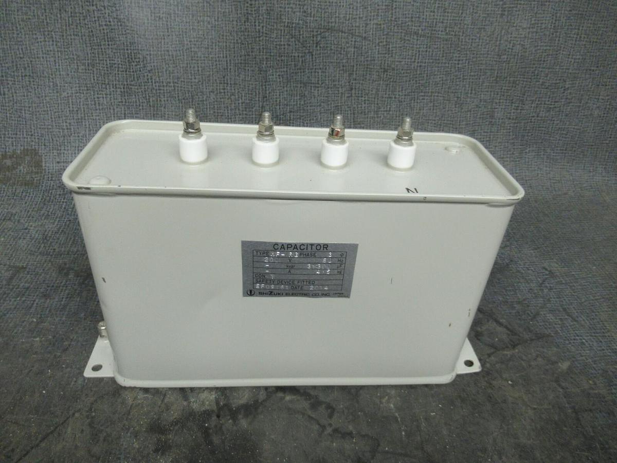 Used SHIZUKI CAPACITOR EF09161 MF-RG 60 HZ 3 x 300 uF 4-5 KG 208 V 3 POLE