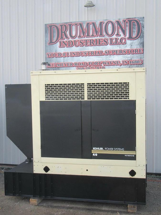 Used 40KW DIESEL GENERATOR KOHLER 120/240 V JOHN DEERE ENCLOSED VIDEO WE SHIP 40 KW