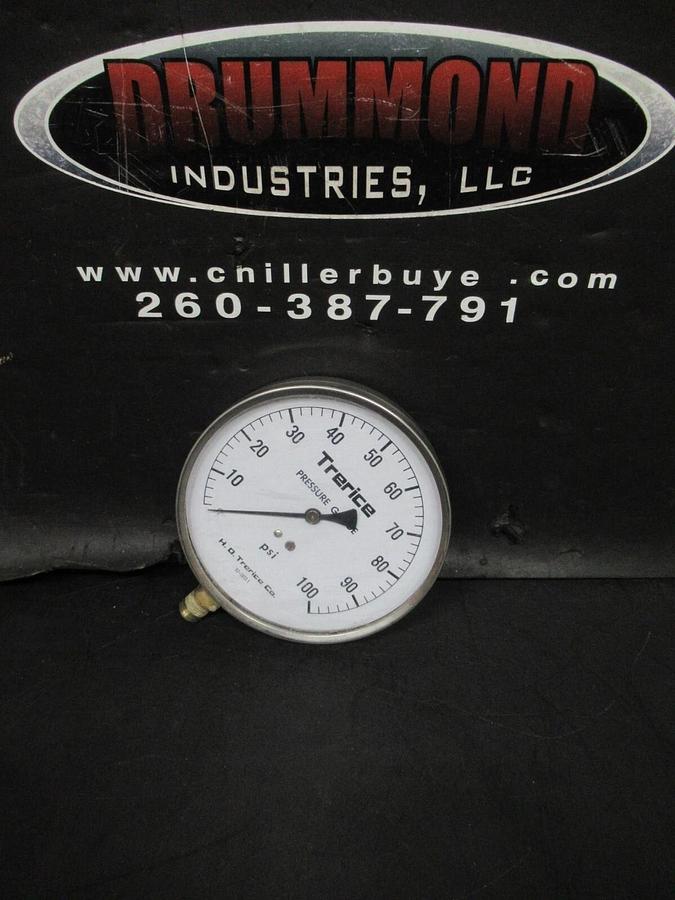 Used TRERICE PRESSURE GAUGE 52-28731 0-100 PSI **WARRANTY INCLUDED**