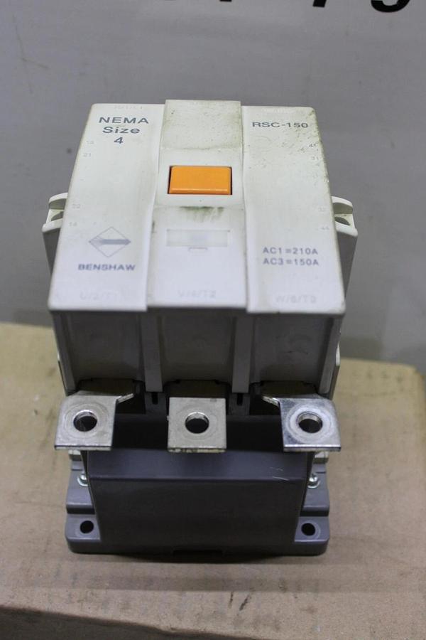 Used BENSHAW NEMA CONTACTOR RSC-150 NEMA 4 600 VAC 3-POLE 210 AMP 100 HP COIL: 240V