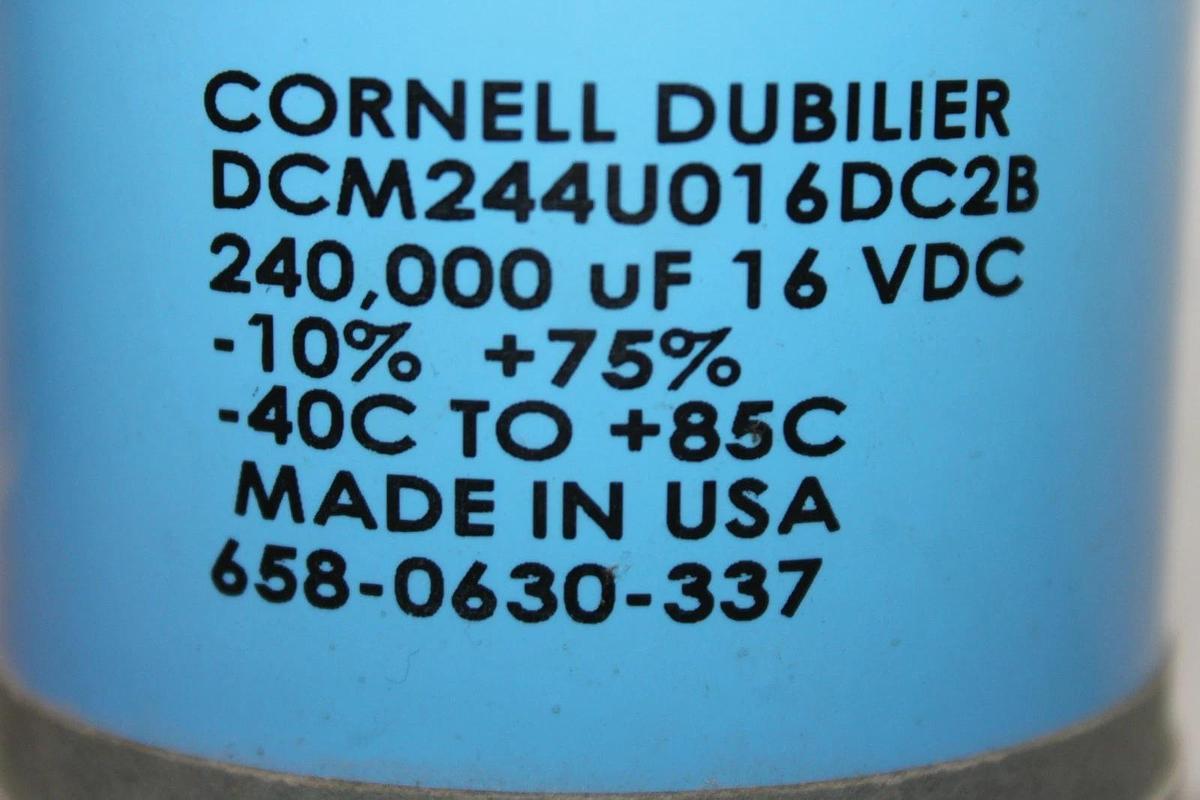 Used CORNELL DUBILIER CAPACITOR DCM244U016DC2B 240,000 uF 16 VDC 658-0630-337