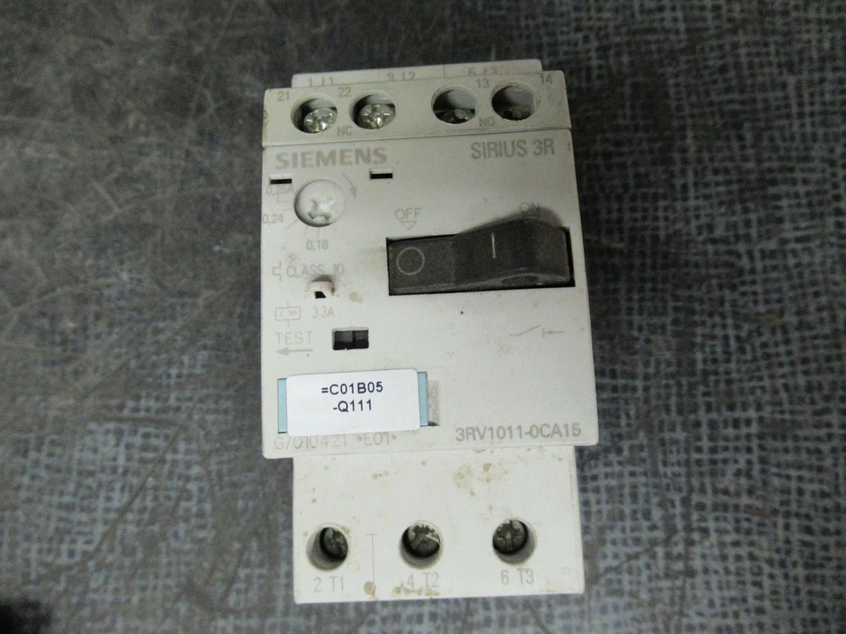Used SIEMENS MANUAL MOTOR START 3RV1011-0CA15 600V 0.25A **WARRANTY INCLUDED**