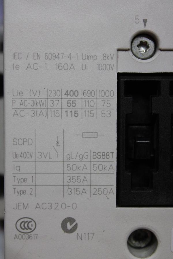 Used SIEMENS SIRIUS CONTACTOR 3RT1054-6...6 600 VAC 140 AMP 125 HP 3-POLE 3-PHASE