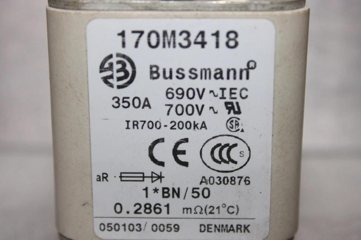 Used BUSSMANN SQUARE BODY FUSE 170M3418 350 AMP 700 VAC **WARRANTY INCLUDED**