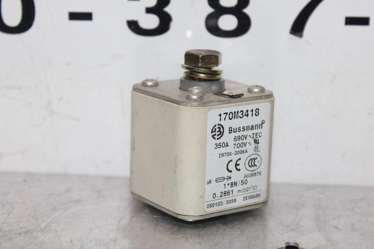 Used BUSSMANN SQUARE BODY FUSE 170M3418 350 AMP 700 VAC **WARRANTY INCLUDED**