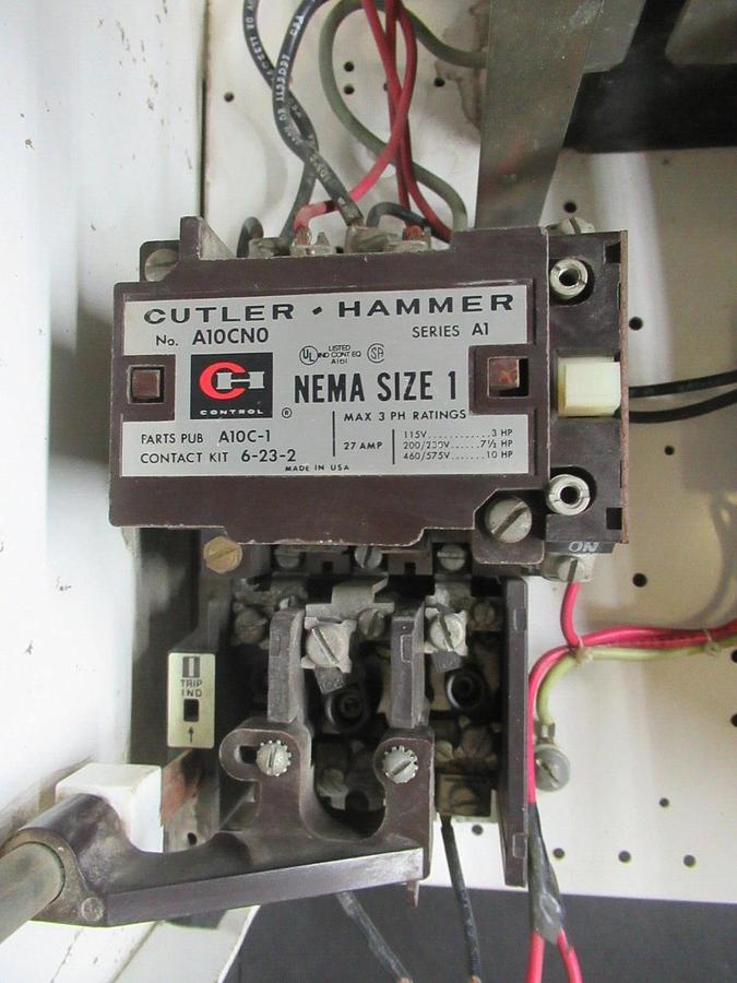 Used CUTLER HAMMER MOTOR STARTER CONTROL 12" W/ A10CN0 NEMA SIZE 1 7 AMP 600 VAC