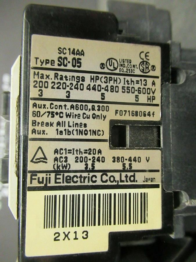 Used 13 AMP FUJI STARTER SC14AA  600 VAC 5 HP W/ TR13D OVERLOADS **WARRANTY**