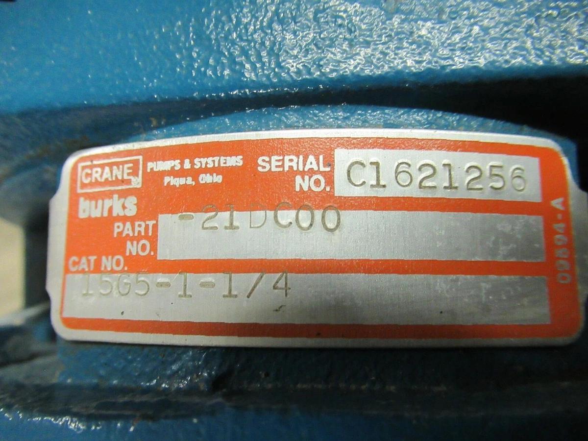 Used BURKS CIRCULATION PUMP 15G5 15G5-1-1/4 1.5 HP 115/208-230 VOLTS 3450 RPM EU1502