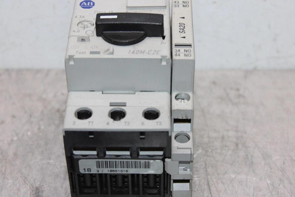 Used ALLEN BRADLEY MANUAL MOTOR STARTER 140M-C2E-B63 600 VAC 3-POLE 4 TO 6.3 AMP