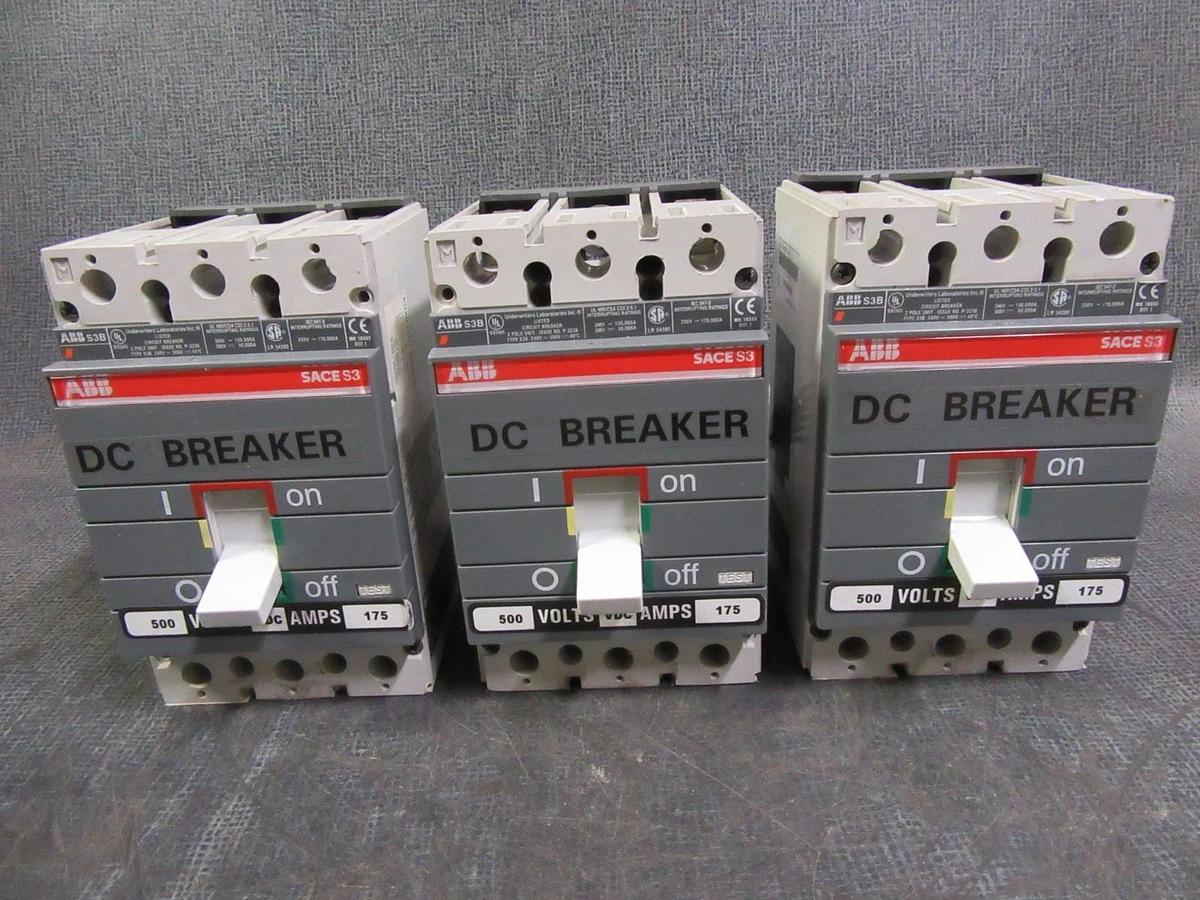 Used (1) ABB DC CIRCUIT BREAKER S3B 175 AMP 500 VDC 2-POLE W/ AUX. SWITCH