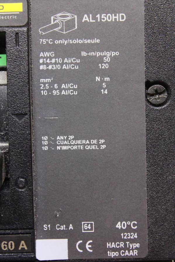 Used SQUARE D I-LINE CIRCUIT BREAKER FA34060 60 AMP 600 VAC 3-POLE