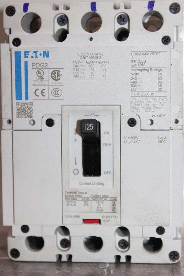 NEW EATON CIRCUIT BREAKER PDG23M0125TFFL 125 AMP 3-POLE 600 VAC *WARRANTY*