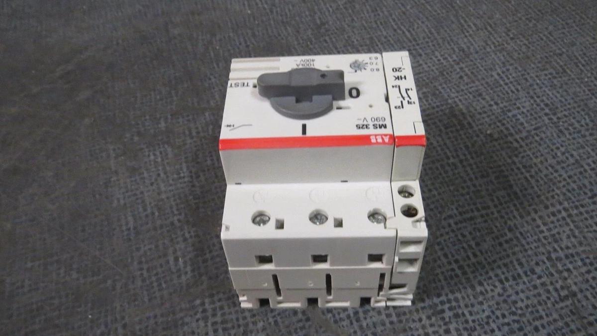 Used ABB MS325 MS 325 MANUAL MOTOR STARTER 6.3-9 AMP WITH HK-20 AUX--  7.5 HP MAX