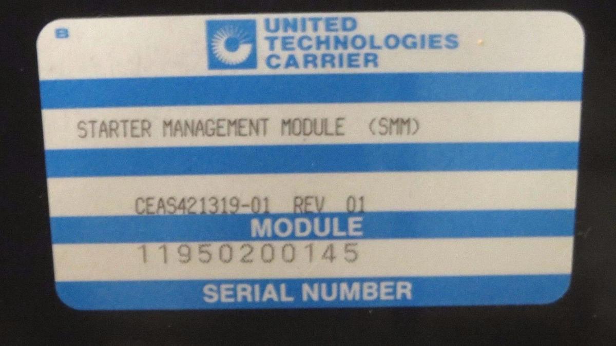 Used CARRIER STARTER MANAGEMENT MODULE (SMM) CES0121319-01; CEAS421319-01 REV 01