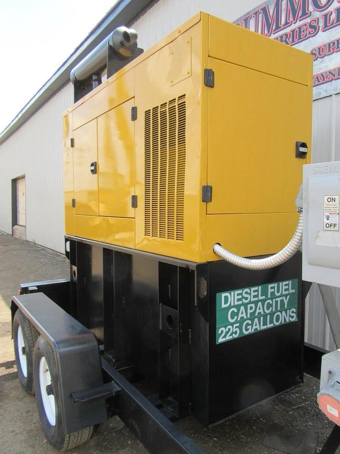 Used 60 KW DIESEL GENERATOR KATOLIGHT 120/240 & 480V JOHN DEERE RENTAL SPEC. TRAILER