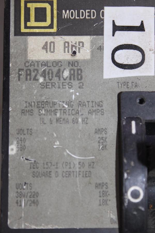 Used SQUARE D I-LINE CIRCUIT BREAKER FA24030BC SERIES 2 30 AMP 480 VAC 2-POLE