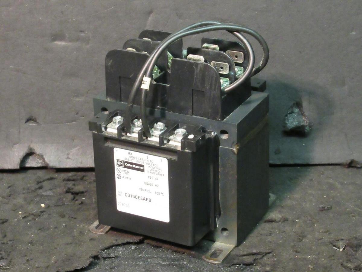 Used 0.015 KVA (15 VA) CUTLER HAMMER CONTROL TRANSFORMER 277/208 V 120 V C0150E3AFB