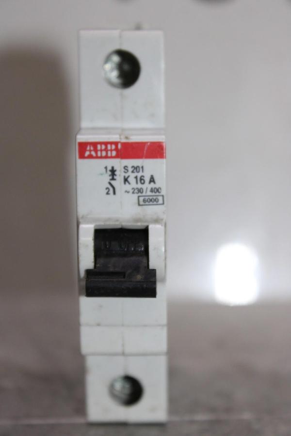 Used ABB CIRCUIT BREAKER S-201-K-16-A 230/400 VAC 16 AMP 1-POLE *WARRANTY*