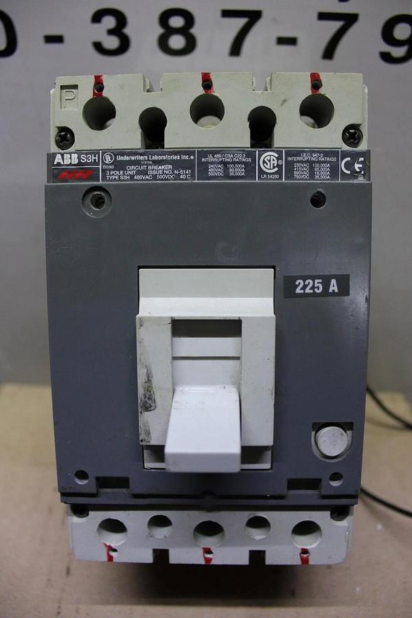 Used ABB CIRCUIT BREAKER SACE S3 S3H 225 AMP 480 VOLT 3-POLE **WARRANTY**