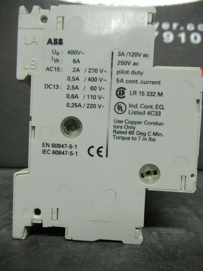 Used ABB MANUAL MOTOR START MS325 1-1.6 AMP 600 VAC W/ AUXILIARY CONTACTS