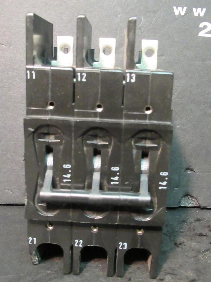 Used AIRPAX 3 POLE 14.6 AMP BREAKER 480 VAC 219-3-2600-537 HH83XB537-B 16.8 MAX AMPS