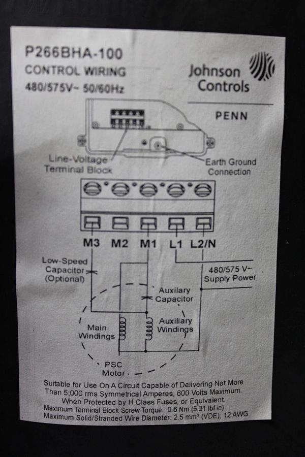 Used JOHNSON CONTROLS FAN SPEED CONTROL P266BHA-100 600/480 VOLT **WARRANTY**