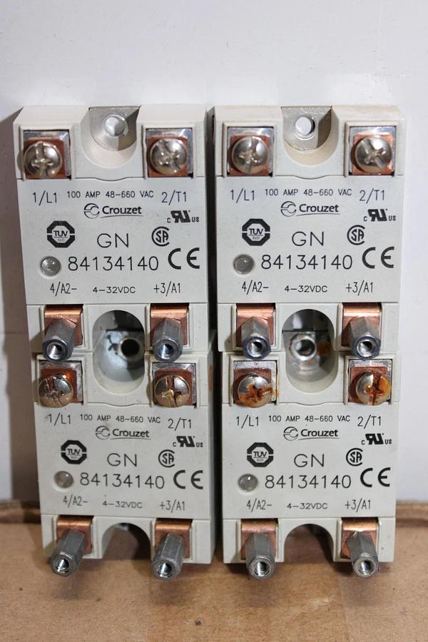 Used LOT OF 2 CROUZET SOLID STATE RELAY GN-84134140 100 AMP 600 VAC 32 VDC