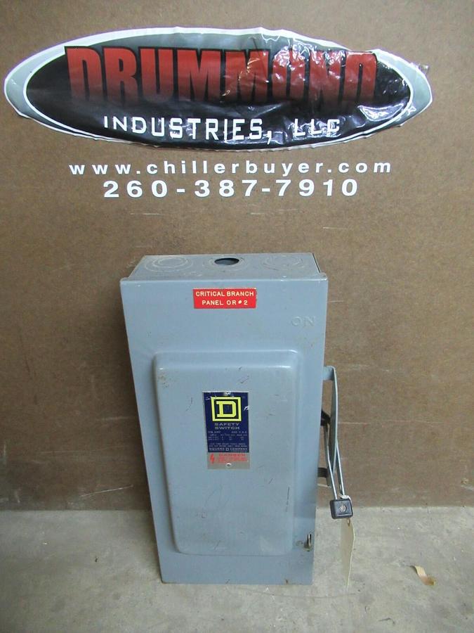 Used SQUARE D SAFETY SWITCH H-363 TYPE 1 ENCLOSURE 100 AMP 75 HP 600 VAC 2-POLE