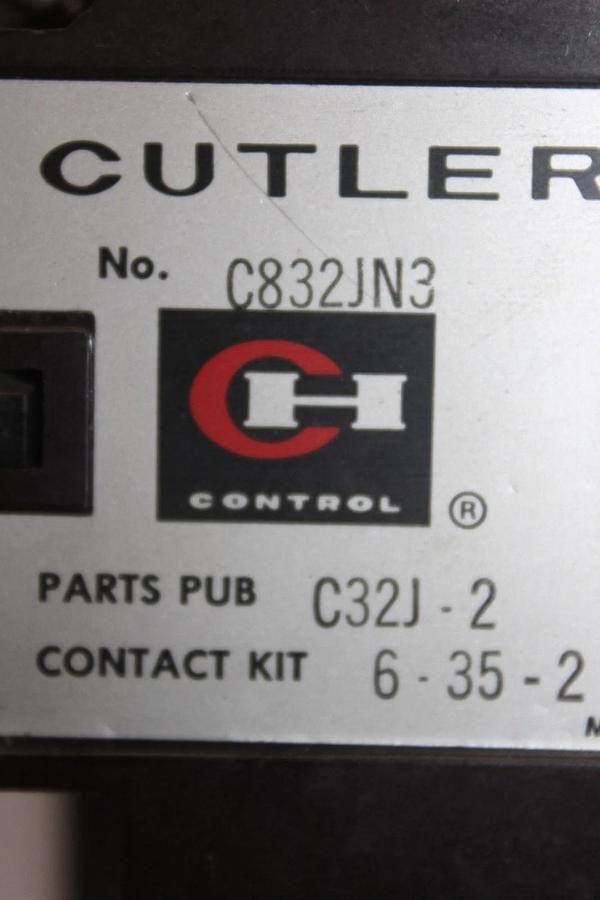 Used CUTLER-HAMMER CONTACTOR C832JN3 120 AMP 600 VAC 3-POLE COIL: 110/120V *WARRANTY*