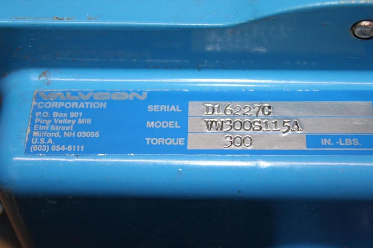 Used VALVCON ACTUATOR VW300S115A 300 IN-LBS 115 VAC 0.6 AMP 10 SEC CYCLE **WARRANTY**