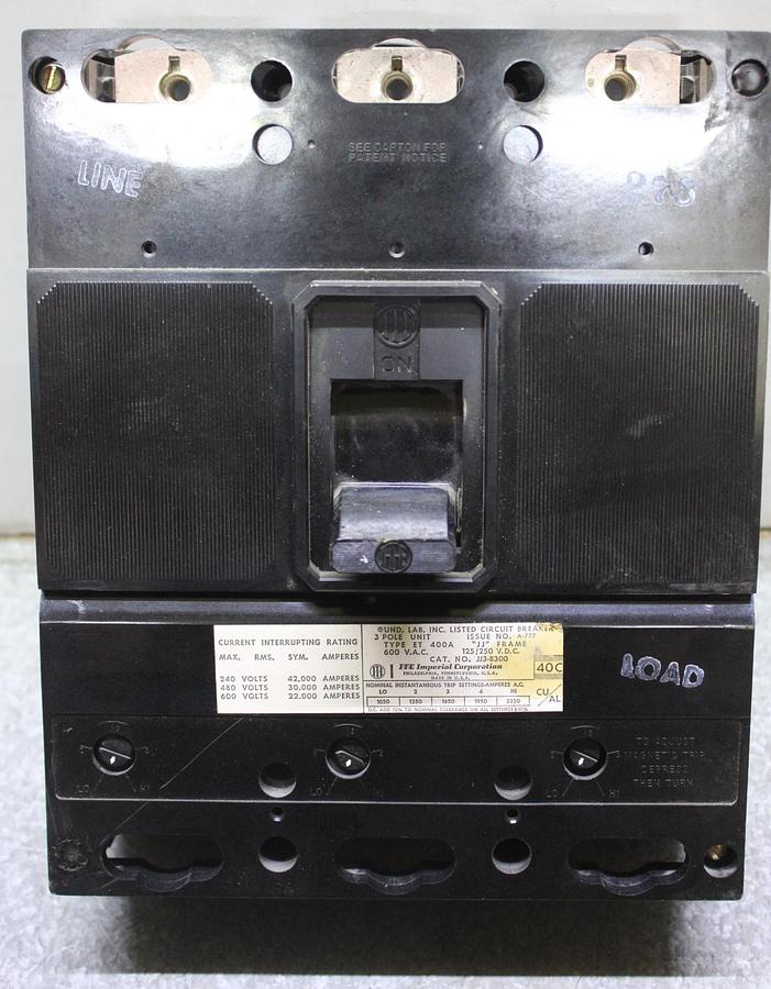 Used ITE CIRCUIT BREAKER FJ3-B125 125 AMP 600 VAC 3-POLE