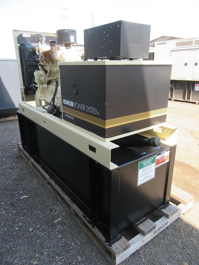 Used 30KW DIESEL GENERATOR KOHLER 120/240 V JOHN DEERE 12-LEAD RECONNECTABLE