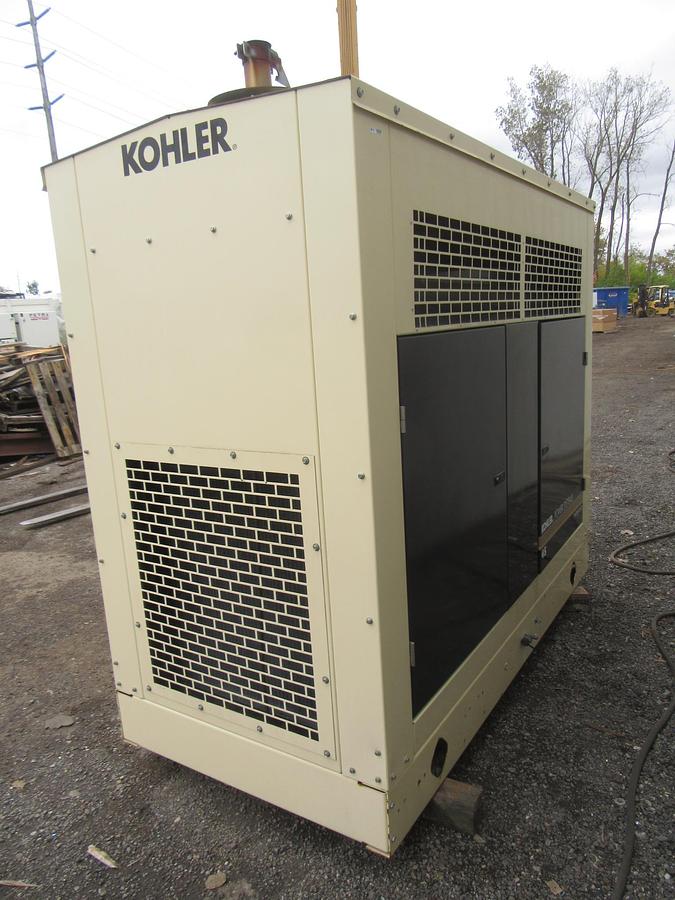 Used 45 KW PROPANE / NAT GAS GENERATOR KOHLER 120/240V 45RZG ENCLOSED VIDEO