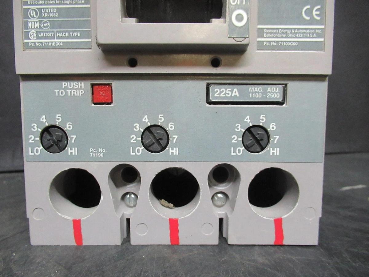 Used SIEMENS SENTRON BREAKER HFXD63B225 225 AMP 600 VAC 3-POLE TYPE: HFXD6