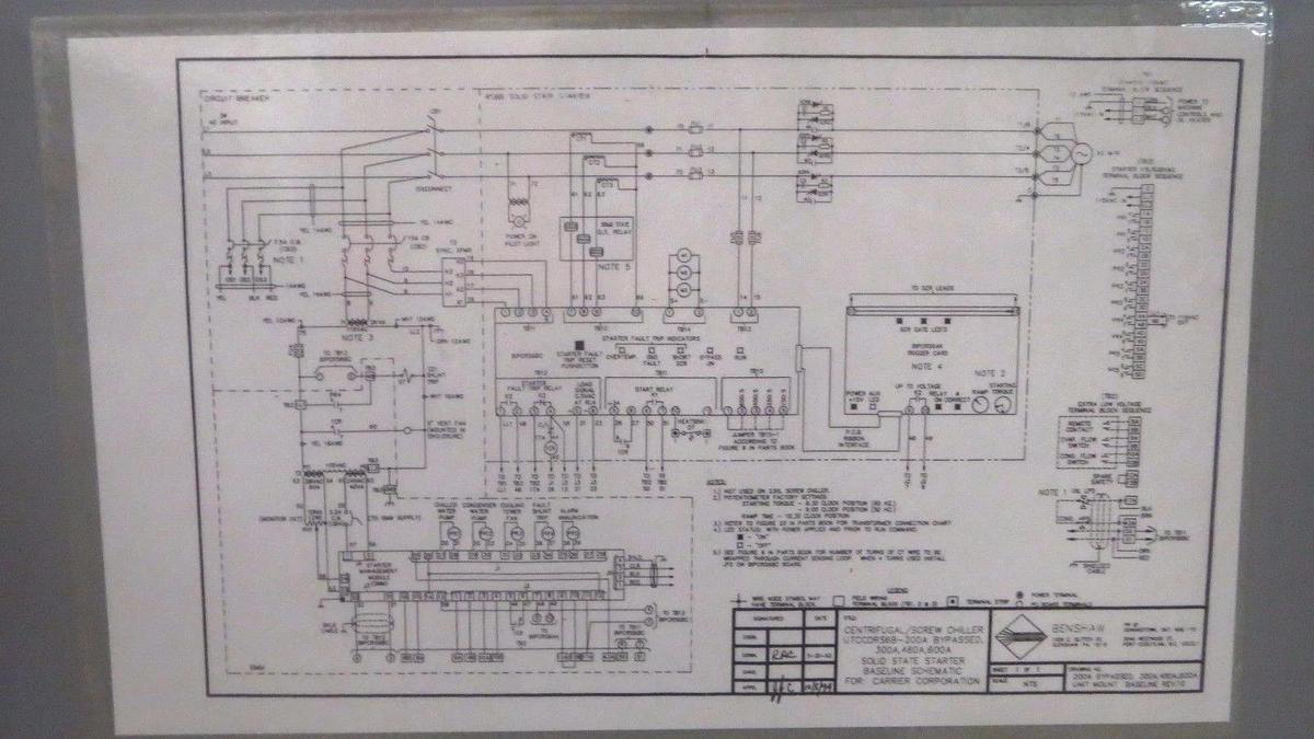 Used BENSHAW CARRIER SOLID STATE CHILLER SOFT START 268A @ 460V # UTCCDRS6B-300A-460