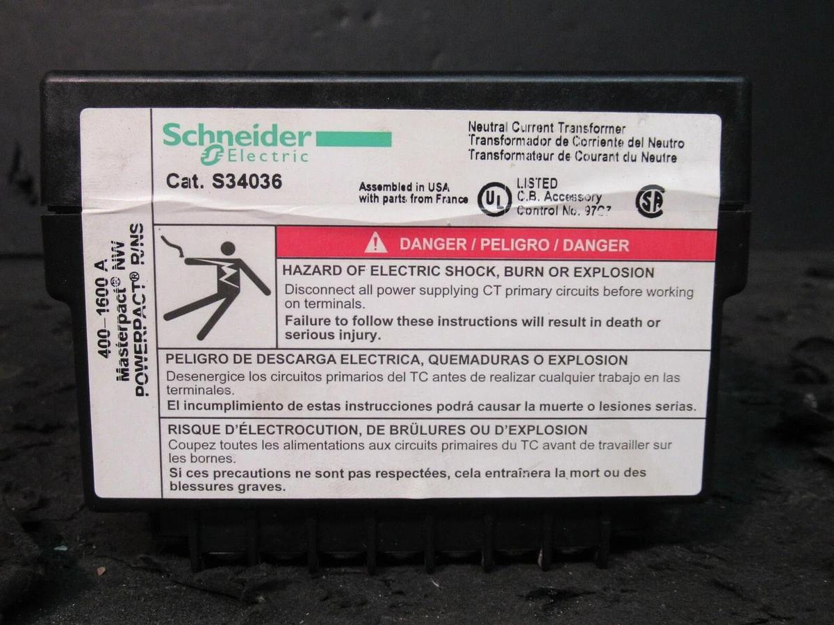 Used SCHNEIDER ELECTRIC S34036 400 - 1600 AMP MASTERPACT POWERPACT CT CURRENT TRANS