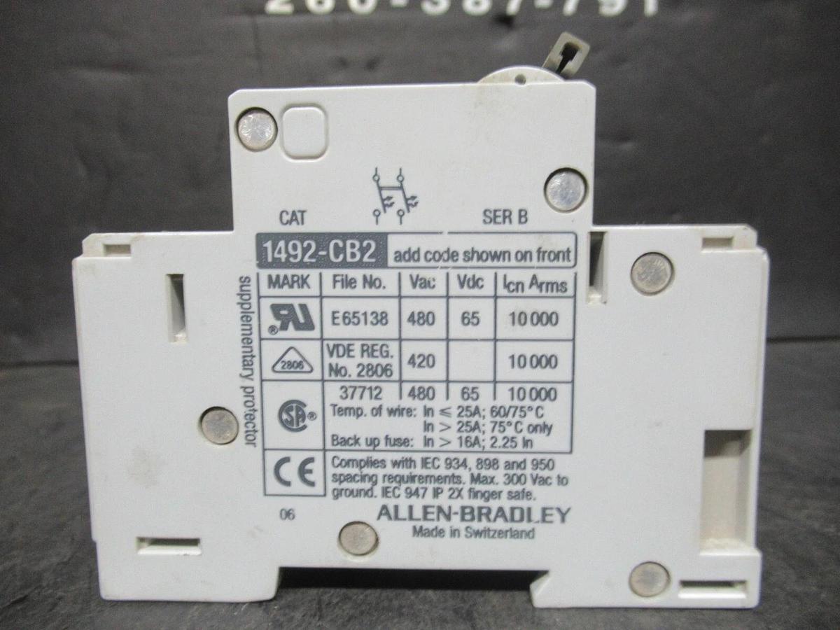 Used ALLEN BRADLEY BREAKER 1492-CB2 SER. B G-150 15 AMP 480 VAC **WARRANTY INCLUDED**