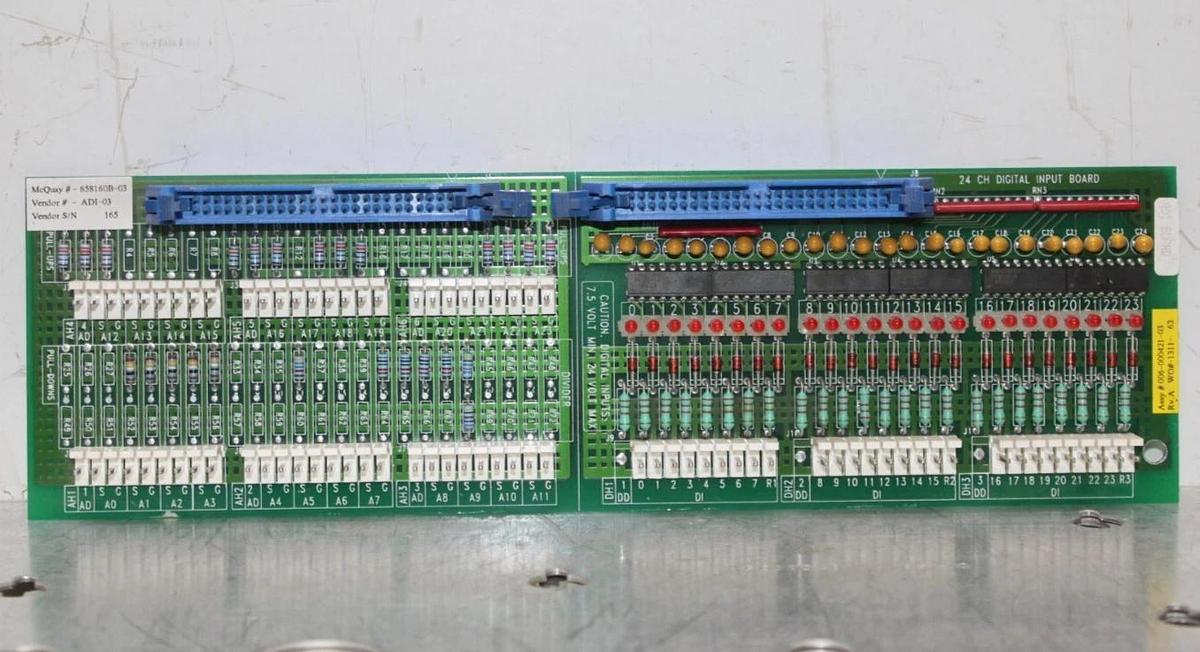 Used MCQUAY 24 CHANNEL DIGITAL INPUT CIRCUIT BOARD 658160B-03 006-000421-03 REV. A