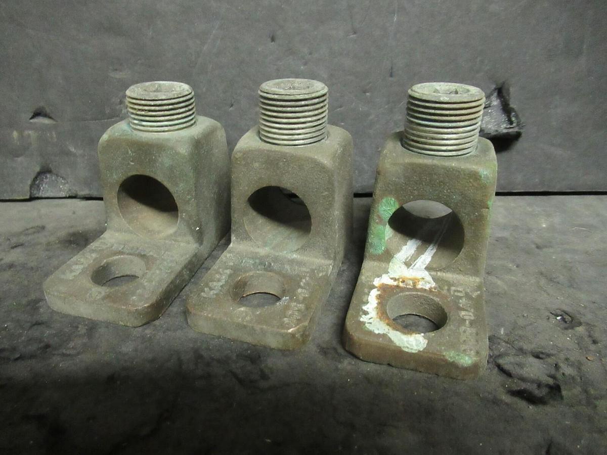 Used (3 QTY) BURNDY SINGLE BARREL CONNECTOR TERMINAL LUG SET 4/0 - 500 MCM KA34