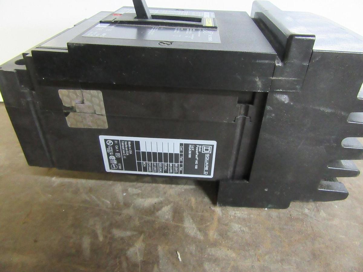Used SQUARE D I-LINE POWERPACT BREAKER HGA36100 100 AMP 600 VAC 3-POLE *WARRANTY*