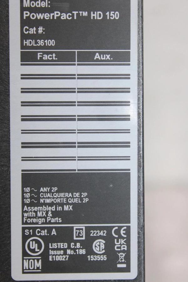 Used SQUARE D POWERPACT CIRCUIT BREAKER HDL36100 3-POLE 100 AMP 600 VAC *WARRANTY*