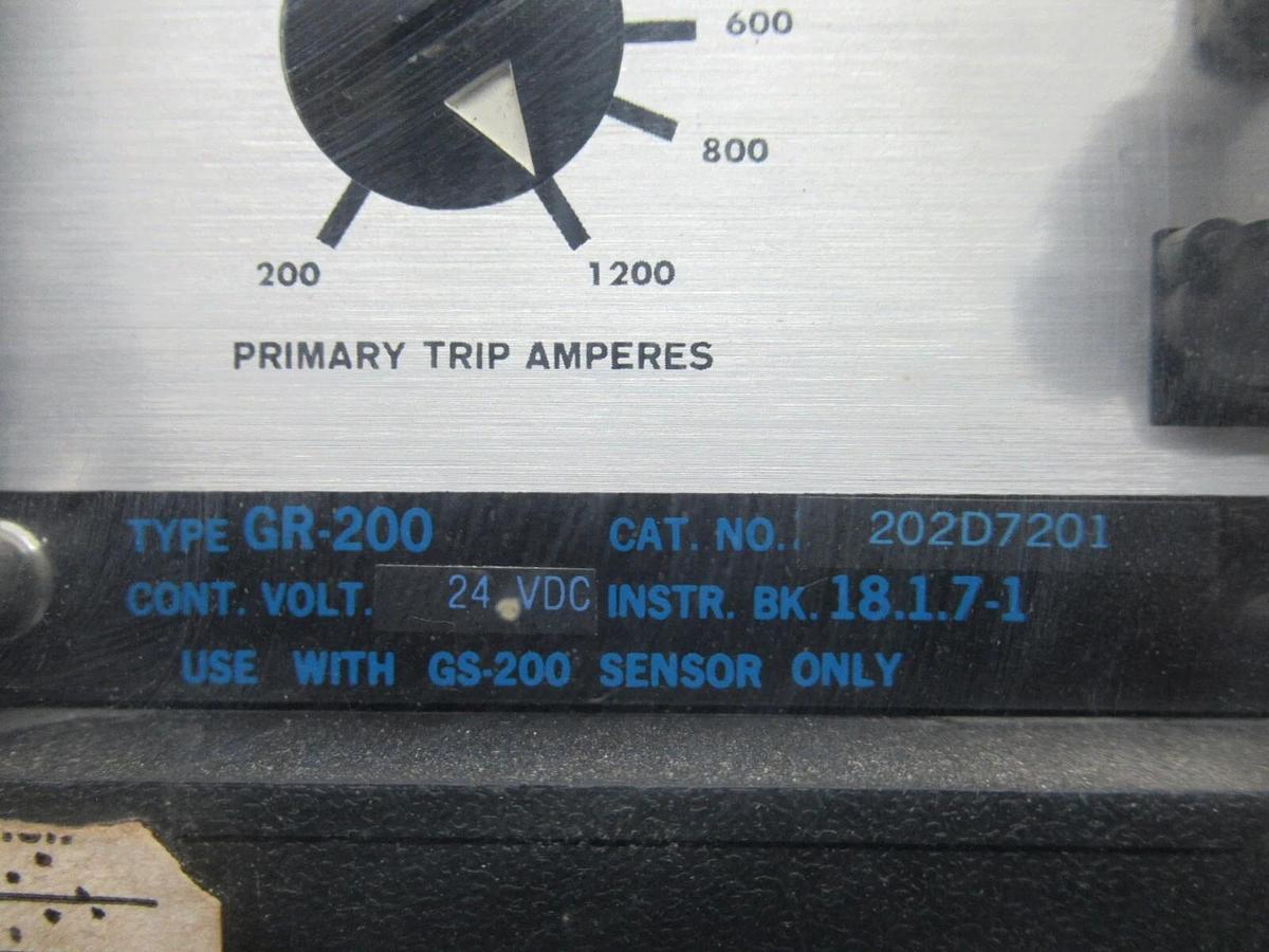 Used ITE GROUND SHIELD GROUND FAULT RELAY 202D7201 GR-200 USE W/ GS-200 SENSOR 24 VDC