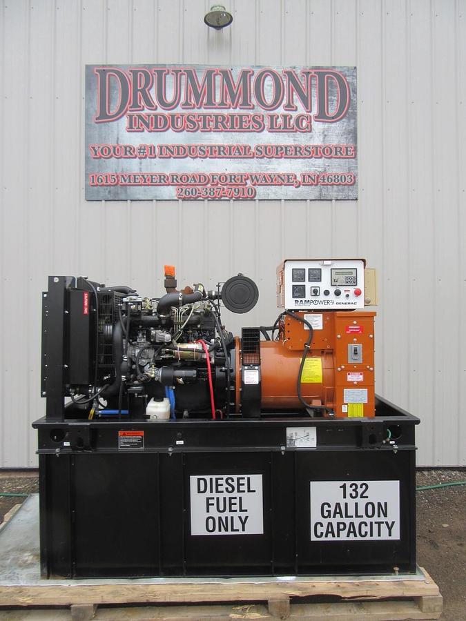 Used 30 KW DIESEL GENERATOR GENERAC 120/240 VOLT SINGLE PHASE 38 HOURS VIDEO WE SHIP