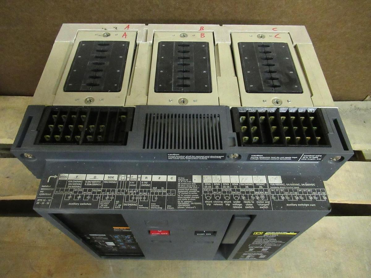 Used 1200 AMP SQUARE D MP12H1 MASTERPACT CIRCUIT BREAKER STR58U TRIP 54750 600 VAC