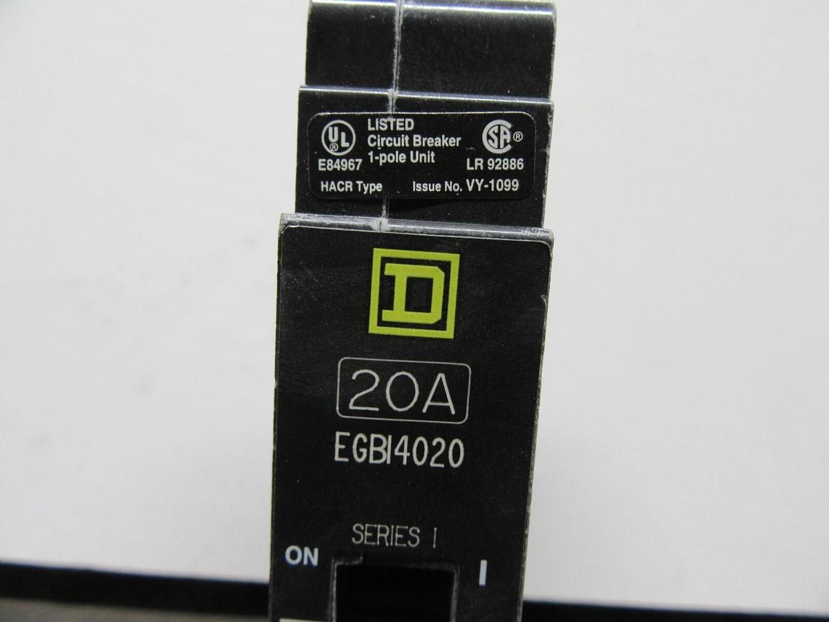 Used LOT OF 5 SQUARE D BREAKER EGB14020 20 AMP SINGLE POLE 480/277 VOLT **WARRANTY**