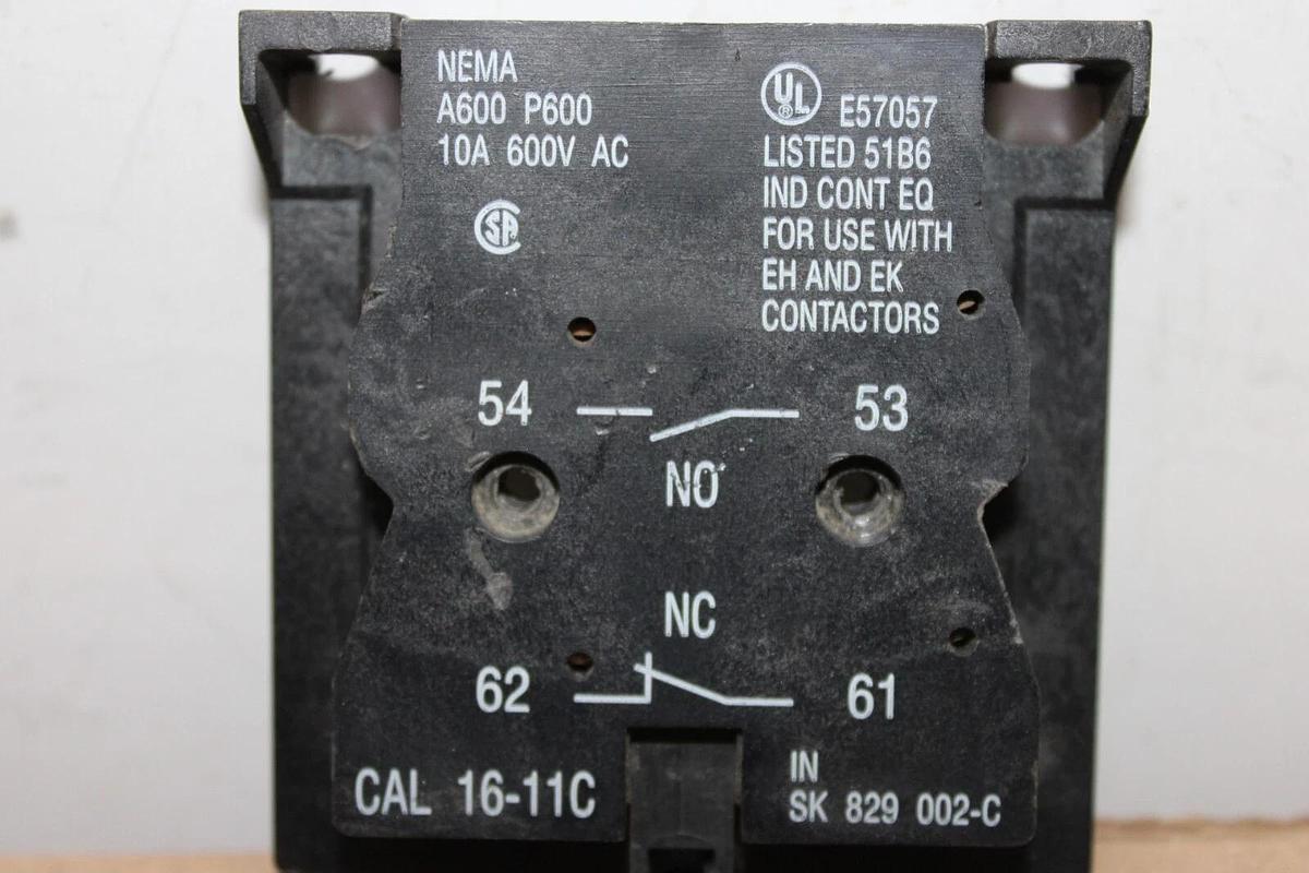 Used ABB AUXILIARY CONTACT BLOCK CAL-16-11C SK-829-002-C 10 AMP 600 VAC *WARRANTY*