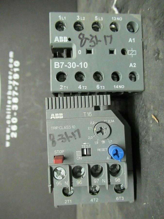 Used ABB STARTER B7-30-10 16 AMP 600 VAC 5 HP W/ T16-2.3 MANUAL MOTOR STARTER
