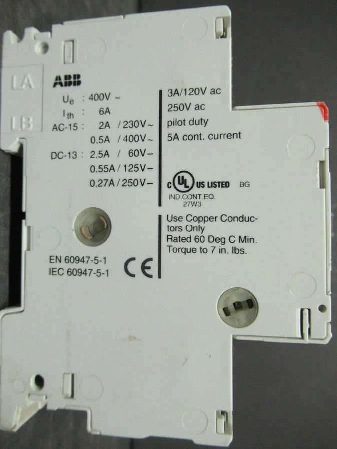 Used ABB MANUAL MOTOR START MS325 1.6-2.5 AMP 600 VAC W/ AUXILIARY CONTACTS