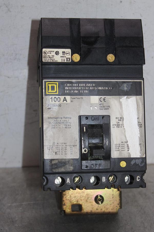Used SQUARE D I-LINE CIRCUIT BREAKER FA34070 SERIES 2 70 AMP 480 VAC 3-POLE