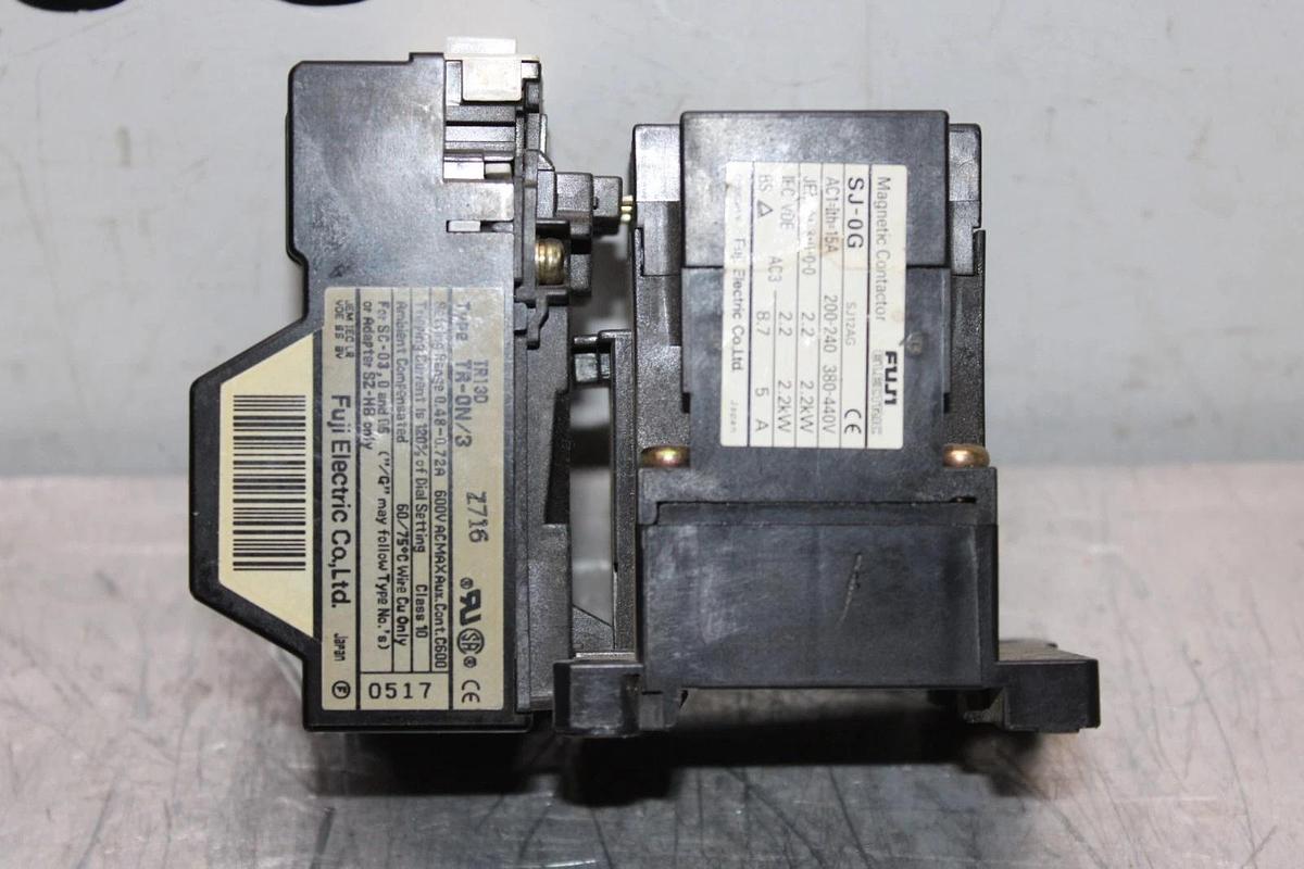 Used FUJI ELECTRIC STARTER SJ-0G 480 VAC 15 AMP 2.2 kW W/ TR-0N/3 RELAY